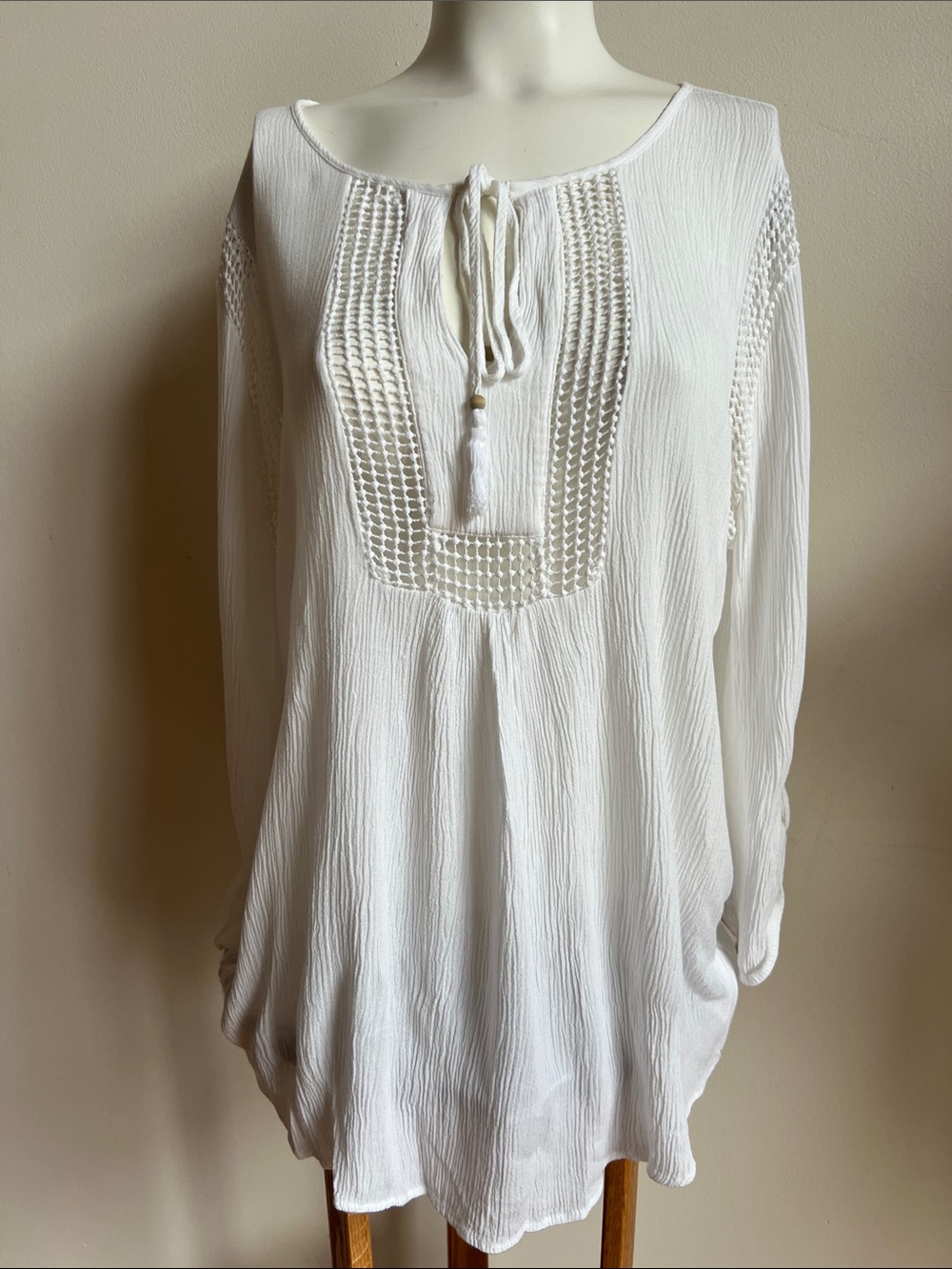 Black Rainn Boho Lace-Up Peasant Top womens XL
